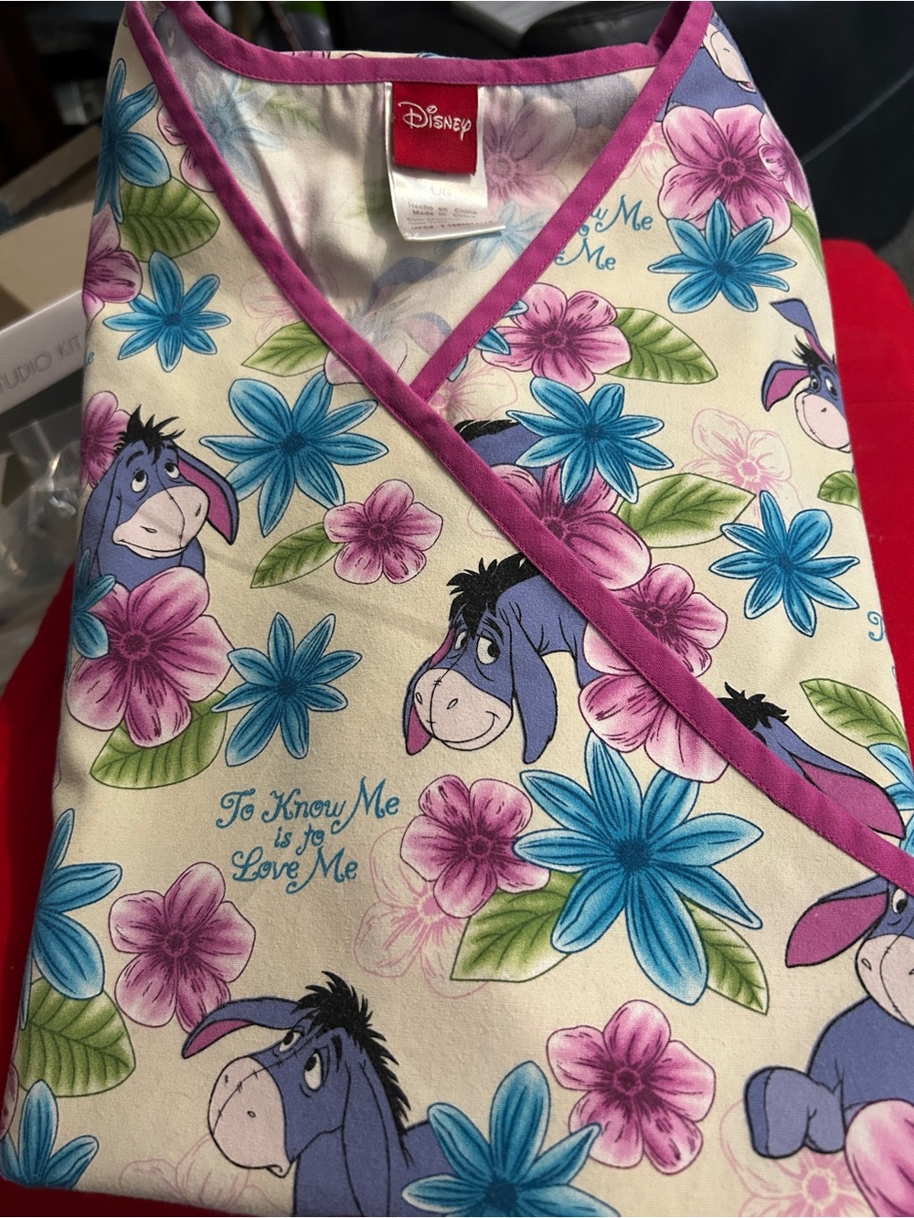 Women’s Tops Scrubs Eeyore Floral